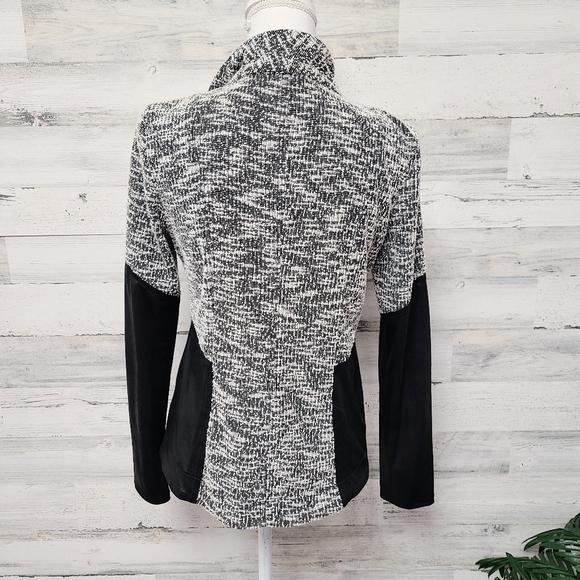 Jessica Simpson Tweed Knit and Faux Leather Lightweight Zip Jacket - Picture 5 of 6